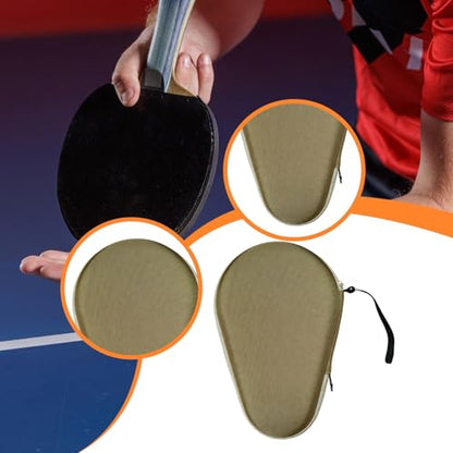 kowaku Table Tennis Racket Case Storage Bag Multi Scenario EVA Pouch Paddle Case Portable for Training Travel Competition, light brown, 28.5cmx19cm