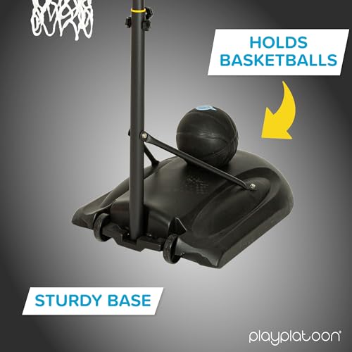 Play Platoon Swimming Pool Basketball Hoop Poolside Above Ground Games for Family - Backboard Adjustable Height 3-4 Feet, Includes PU Leather Basket Ball & Air Pump - Great for Inground Pool Deck