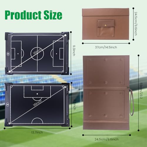 Soccer Coaching Board 16 Inch LCD Digital Tactical Board, Full & Half Field Double Board Set,Magnetic Soccer Training Equipment with Premium Leather Protective Case for Coaches and Teams