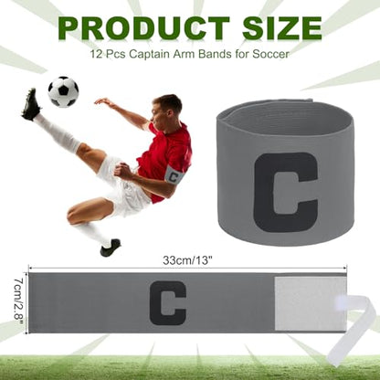 PATIKIL Soccer Captain Armband, Captain Arm Bands for Soccer Elastic Captain C Arm Band Sports Captain Armbands for Youth Adult Football Team Train - color: Grey