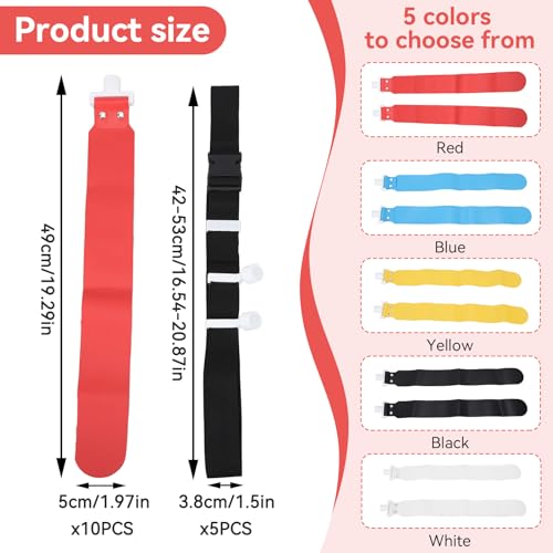 Flag Football Belts, 5 Player Adjustable Flag Football Set with Buckle Easy Tear Away Belt for Sport Team Training - color: Red