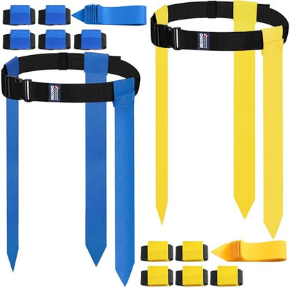 Flag Football Belts, Flag Football Set for Adults Kids and Youth, Flag Football Flags for Players Training Competition - color: Yellow and Blue,30 Flags,10 Players