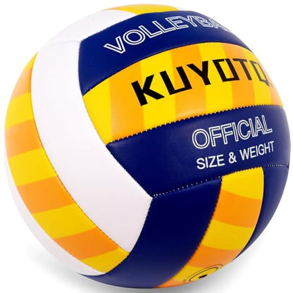 KUYOTQ Striped Outdoor Beach Volleyball, 3MM Thickened Surface Soft Leather Volleyball for Youth Mens,Beach Play,Game, in&Outdoor Training (Official Size,Deflated)