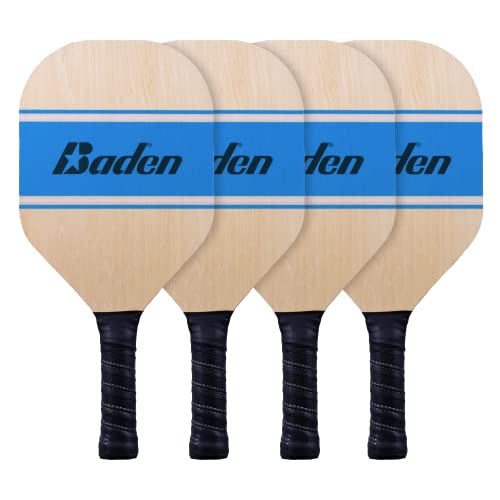 Baden 4 Square Pickleball Portable Net Set - 20' x 20' Nets & Posts, 3 Balls, 4 Wood Paddles, 2 Pieces of Chalk, & 1 Durable Bag