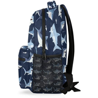 Kids School Backpack Funny Sea Sharks Animal Large Bookbag for Elementary Students Boys Girls Lightweight Travel Casual Daypack Water Resistant Outdoor Hiking Sport Rucksack - color: Funny Sea Sharks Animal