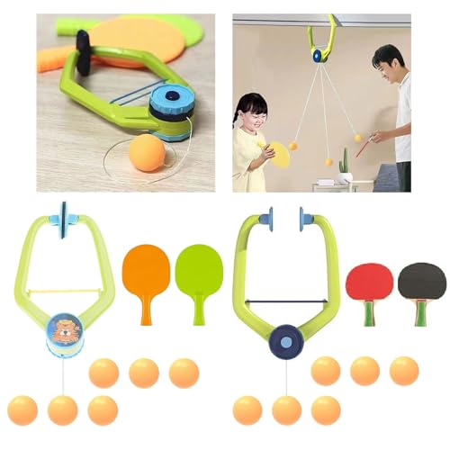 Hanging Table Tennis Trainer Set Door Ping Pong Game for Kids with Racket & Ball Adjustable Set