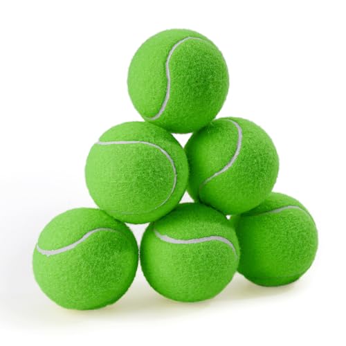 PHOEPET 6-Pack Tennis Balls for Dogs, Bulk Rubber Ball for Fetch Chew Toys Beginner Training Practice(Green) - color: Green-6 Pack, size: Medium 2.5"- 6 Pack