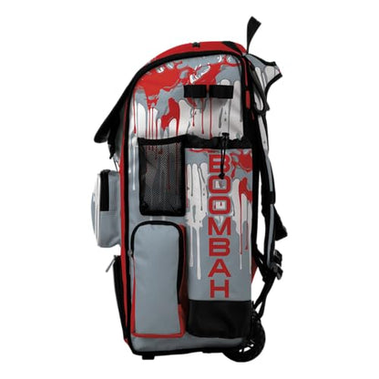 Boombah Superpack Hybrid Rolling Bat Bag - Wheeled & Backpack Version - Graffiti Drip - Multiple Color Options - color: Red/Gray/White