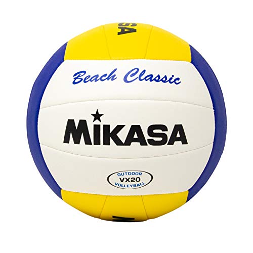Mikasa VX20 Beach Classic Volleyball and Molten Camp Volleyball (Blue/Silver/White, Official)