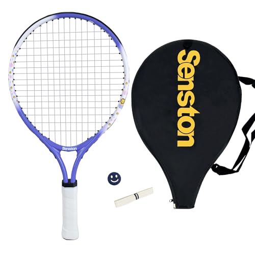 Senston Kids Tennis Racket Set (17 & 23 Inch) - 1 Pack Junior Tennis Racquet, Lightweight Aluminum Frame, Includes Cover - color: blue, size: 17 inch