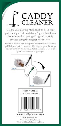 Clean Swing Mini Brush – Golf Club Cleaner with Magnetic Clip, Dual-Sided Brush | Golf Accessories for Men, Best Golf Gift | Caddy Cleaner - color: Masters Green