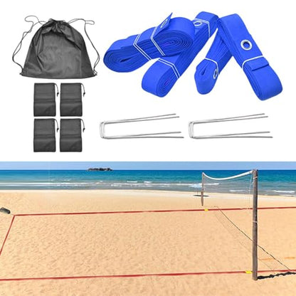 Yiju Beach Volleyball Lines for Sand with Drawstring Bag Workout Portable Marking Lines Set Court Marker Kit for Grassland Beach