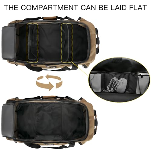 100L Extra Large Travel Duffle Bag Backpack for Men, 3 in 1 Sports Duffel Bags W/Adjustable Shoulder Strap & Dividers Gym Equipment/Gear Weekend Overnight Bag for Trip Camping Hiking, XL Brown - color: Brown