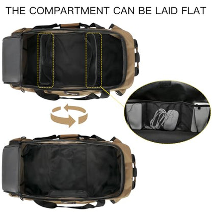 100L Extra Large Travel Duffle Bag Backpack for Men, 3 in 1 Sports Duffel Bags W/Adjustable Shoulder Strap & Dividers Gym Equipment/Gear Weekend Overnight Bag for Trip Camping Hiking, XL Brown - color: Brown