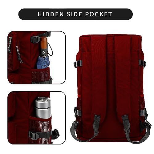 Solid color gym duffel bag backpack, wrestling bag,with shoe compartment, 4 kinds of back method waterproof travel sports walking laptop Lightweight (B-Magenta Red) - color: B-Magenta Red