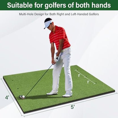Golf Mat,Elite Golf Hitting Mats Practice Outdoor & Indoor,5x4ft Turf Driving Range Mats for Golf Simulators and Practice with 10 Balls,9 Tees,21|31mm Thickening Domivans - size: Thickness 21 mm