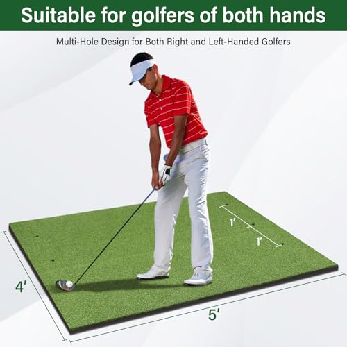Golf Mat,Elite Golf Hitting Mats Practice Outdoor & Indoor,5x4ft Turf Driving Range Mats for Golf Simulators and Practice with 10 Balls,9 Tees,21|31mm Thickening Domivans - size: Thickness 21 mm