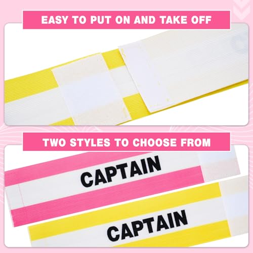 VioraWhite 12pcs Captain Arm Bands for Soccer Captain Armband Adjustable Unisex Elastic for Team Training - color: Yellow，pink
