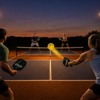 STANY LED Pickleball Balls –Ultra Visible for Nighttime Play, Glow in The Dark, 40 Hole, Indoor/Outdoor, Consistent Bounce, USAPA Official Size, Gift Ready Box, 6 Pack + 3 Replacement Batteries