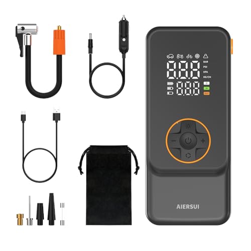 Portable Air Compressor with 6000mAh Battery and 12V DC - Tire Inflator Pump, 150PSI Rapid Inflation, Suitable for Cars, Bicycles, Motorcycles, and Ball Sports - Makes a Great Gift