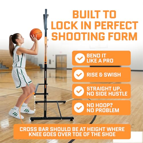 ACELETIQS Basketball Shooting Trainer with Adjustable Crossbar – Improve Shot Arc, Form & Follow Through – Portable Free-Throw & Jump Shot Training Aid for Youth, Teens & Adults – Indoor & Outdoor
