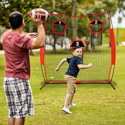 Doublehorse Football Throwing Net - 6x6FT Portable Rugby Quarterback Target Toss Kicking Practice Training Game for Outdoor Indoor Backyard Sports Field Teens Adults Practice Gifts