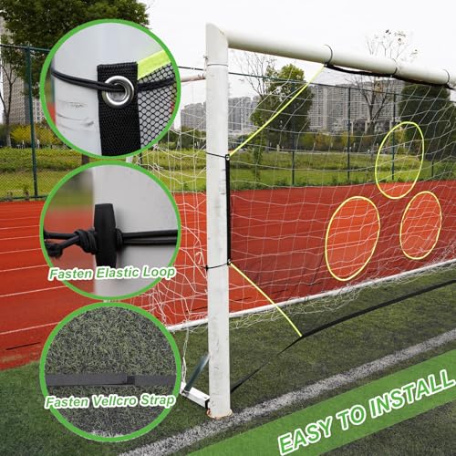 Soccer Goal Target Net with 7 Bright Scoring Target Zones,Soccer Shooting Training Aid, Soccer Training Equipment Accessory (Target net only,Soccer Goal Not Included) - size: 12*6'