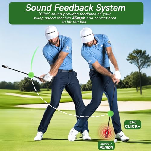 Golf Swing Speed Trainer, Golf Grip Trainer for Warm Up and Click Stick Tempo, Golf Swing Training Aid for Right Handed Golfers, Improves Flexibility, Balance & Swing Rhythm, Indoor & Outdoor Use