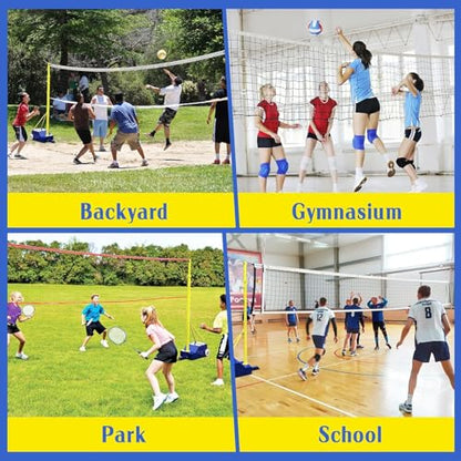 Indoor Volleyball Net, Heavy Duty Volleyball Net with Poles,Adjustable 4 Heights of 5ft-6.8ft with Wheels,for Backyard Outdoor School Gym