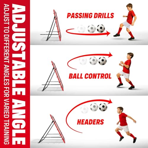 Soccer Rebounder Rebound Net, Kick-Back 3X3FT | Football Training Gifts, Aids & Equipment for All Ages, Portable, 6 Adjustable Angles