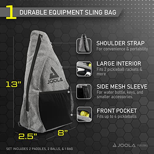 JOOLA Pickleball Paddles & Sets - Includes 2 Rackets, 2–4 Balls, and Storage Carry Bag - USAP Approved - color: Essentials Set