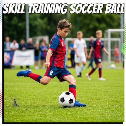PlayBolt Soccer Ball Size 4 with Pump - Black & White Training Practice & Match Ball for Kids, Youth and Adults (Pack of 1 or 4) - size: 1-Pack