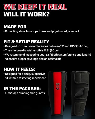 THEFITGUY Rope Climbing Shin Guards | 7mm Padded Front Protection | Absorbs Rope Burns & Box Jump Impact | Quick On & Off | for Rope Climbs, Box Jumps, Cross-Training & Functional Training