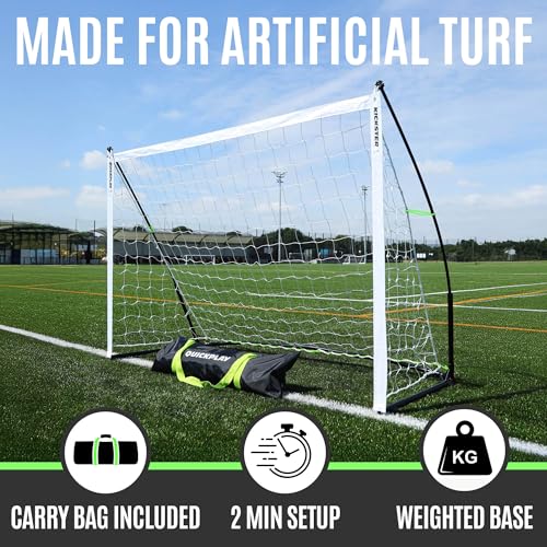 QuickPlay Kickster Elite Portable Soccer Goals - Ultra Fast Setup Weighted Training Goals for Backyard, Turf & Indoor Use - Durable Soccer Nets for Home & Team Practice - style: 8 x 5'