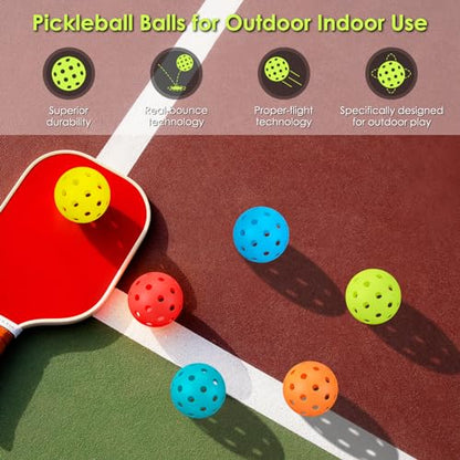 FOBAKY Pickleball Balls, Sports Outdoor Pickleballs, 40 Holes Outdoor Pickle Balls with Mesh Bag for Man and Women