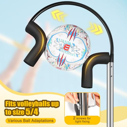 AugFir Volleyball Spike Trainer, Adjustable Length 55"-71" Volleyball Hitting Trainer, Double Arc Protection Quick Pickup Volleyball Training Equipment