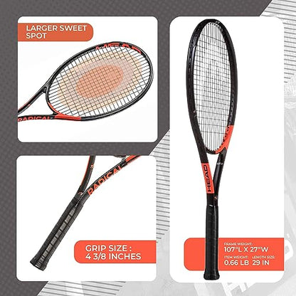 HEAD Ti. Radical Elite Tennis Racket - Pre-Strung Light Balance 27 Inch Racquet, Gray/Orange