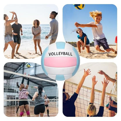 Beach Volleyball - Outdoor Game Match Ball - Soft Beach Volleyball for Team Sports Practice Games Park Grass Backyard Pool Sand Court School Party - color: Blue and white