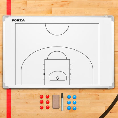 FORZA 35in x 24in Double-Sided Sports Coaching Whiteboard | 13 Sport Options - Dry Erase Board Equipped with Magnetic Markers, Pen & Eraser (Basketball, Without Carry Bag) - size: Without Carry Bag, style: Basketball