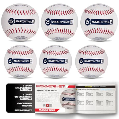 PowerNet MaxControl Baseballs, 6 Various Size & Weighted Balls, Pitch Trainer to Improve Command, Training Equipment for Pitching & Throwing, Portable Baseball Practice Balls