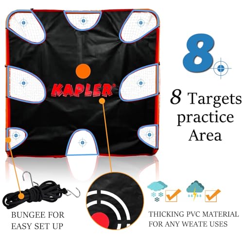 Kapler Lacrosse Goal Shooting Targets - 6x6ft Corner Target for Shooting Practice - Lacrosse Gifts for Boys and Girls - Fits Official Size Goals - style: With 8 Corner Pocket
