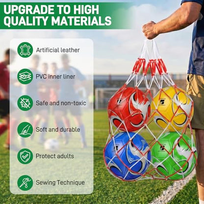 4 Pack Soccer Balls Size 5/4/3 Bulk with Pump, Carry Net, Needles - Pelota De Futbol Official Size Training Practice & Match Ball - Ideal Soccer & Birthday Gift - color: Color-Whirlwind, size: Size 3