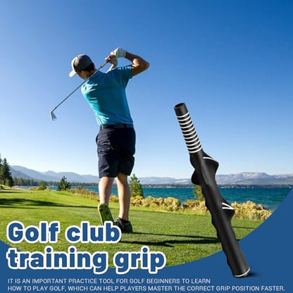 2 Pack Golf Grip Trainer Right Hand, Black Rubber Golf Training Grip Corrector, Standard Golf Grip Aid for Swing Practice Men Women Beginner Correct Posture (2)