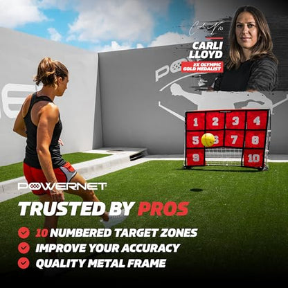 PowerNet Numbered Target Soccer Goal, 6x4 FT Net, 10 Numbered Zones, Soccer Goal with Targets for Accuracy Training, Portable Training Equipment