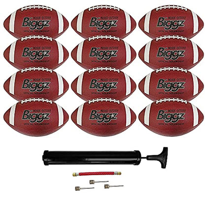 Biggz (Pack of 12) Premium Rubber Official Size Footballs with Pump