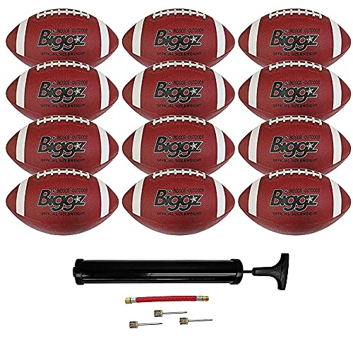 Biggz (Pack of 12) Premium Rubber Official Size Footballs with Pump