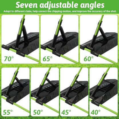 Golf Alignment Stick Holder Kit, Golf Training Aid Angle Adjustable with 6 Fiberglass Alignment Rods and ABS Angle Board, Swing Path Trainer Board for Backyard Practice