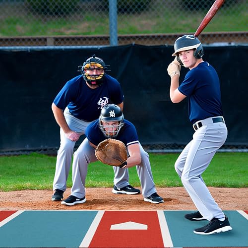 GSK Baseball Hitting Mat Red Blue 6x12 FT |3.8x10 FT Dual Color Turf Batting Practice Mats Batters Box EVA Foam Non-Slip Backing Roll-Up Home Plate Mat Training Softball Coach Teaching - size: 3.8FT×10FT