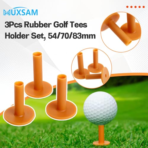 MUXSAM Rubber Golf Tees Holder Set, Driving Range Mats Rubber Ball Seat for Golf Hitting Practice Mat Indoor Outdoor Training, Different Size