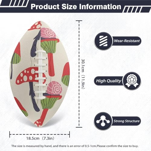 SYtrade Recreational Football Game Footballs PU Composite Leather Footballs for Training Indoor Outdoor - color: Mushroom Snail Khaki